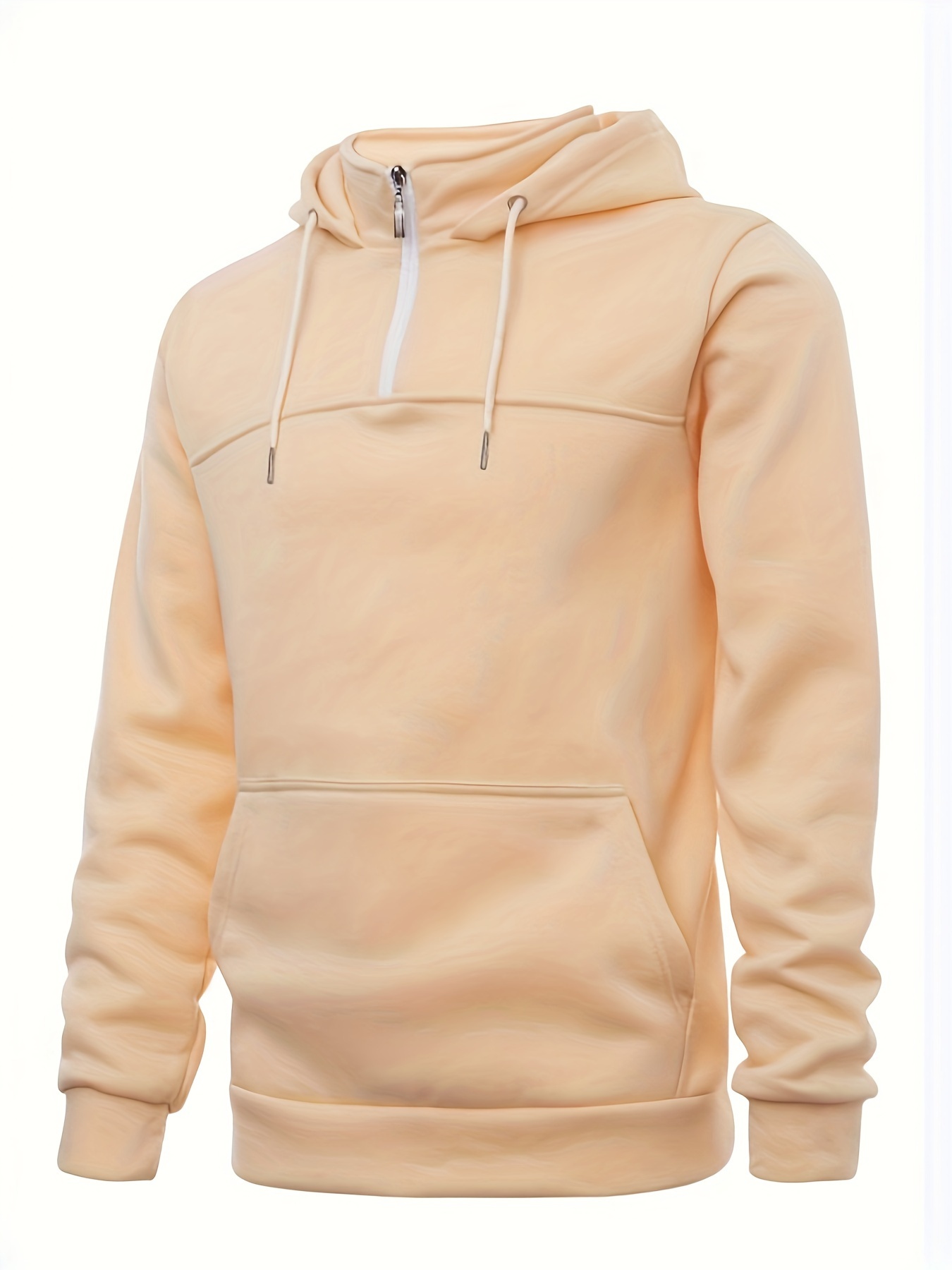 mens casual pullover hooded sweatshirt with 1 4 zipper details 2