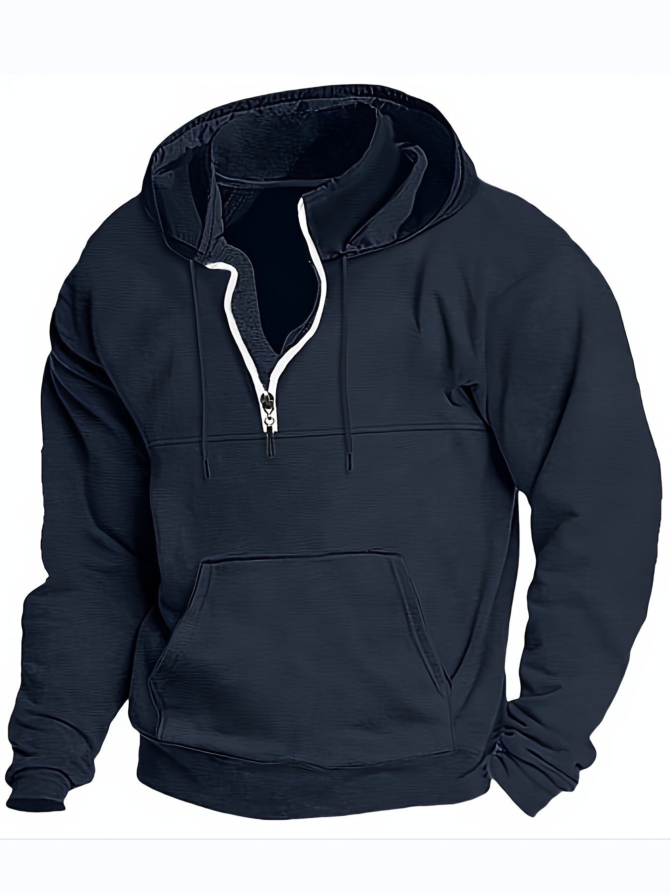 mens casual pullover hooded sweatshirt with 1 4 zipper details 11