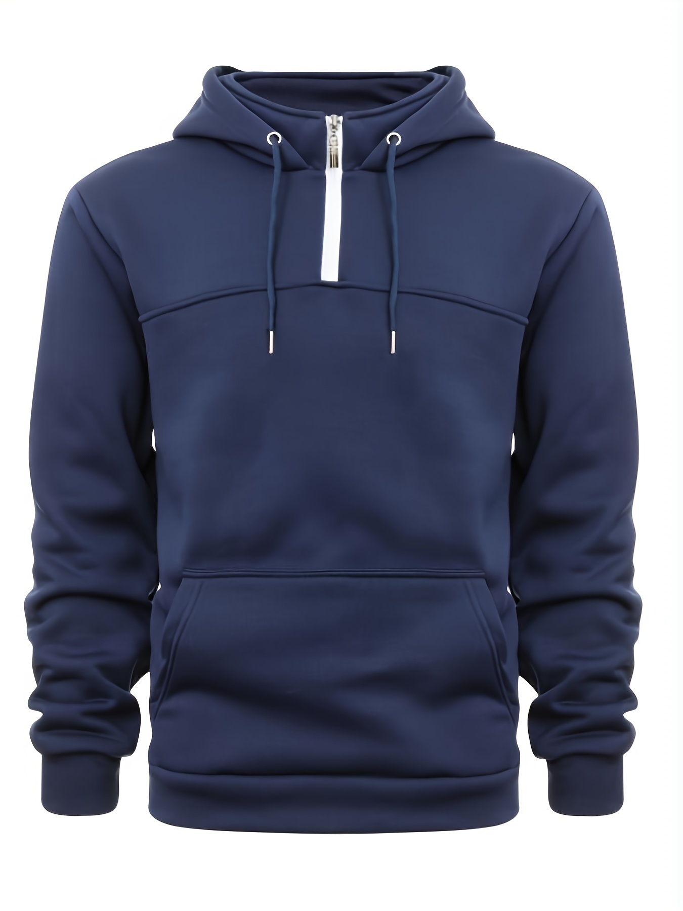 mens casual pullover hooded sweatshirt with 1 4 zipper details 15