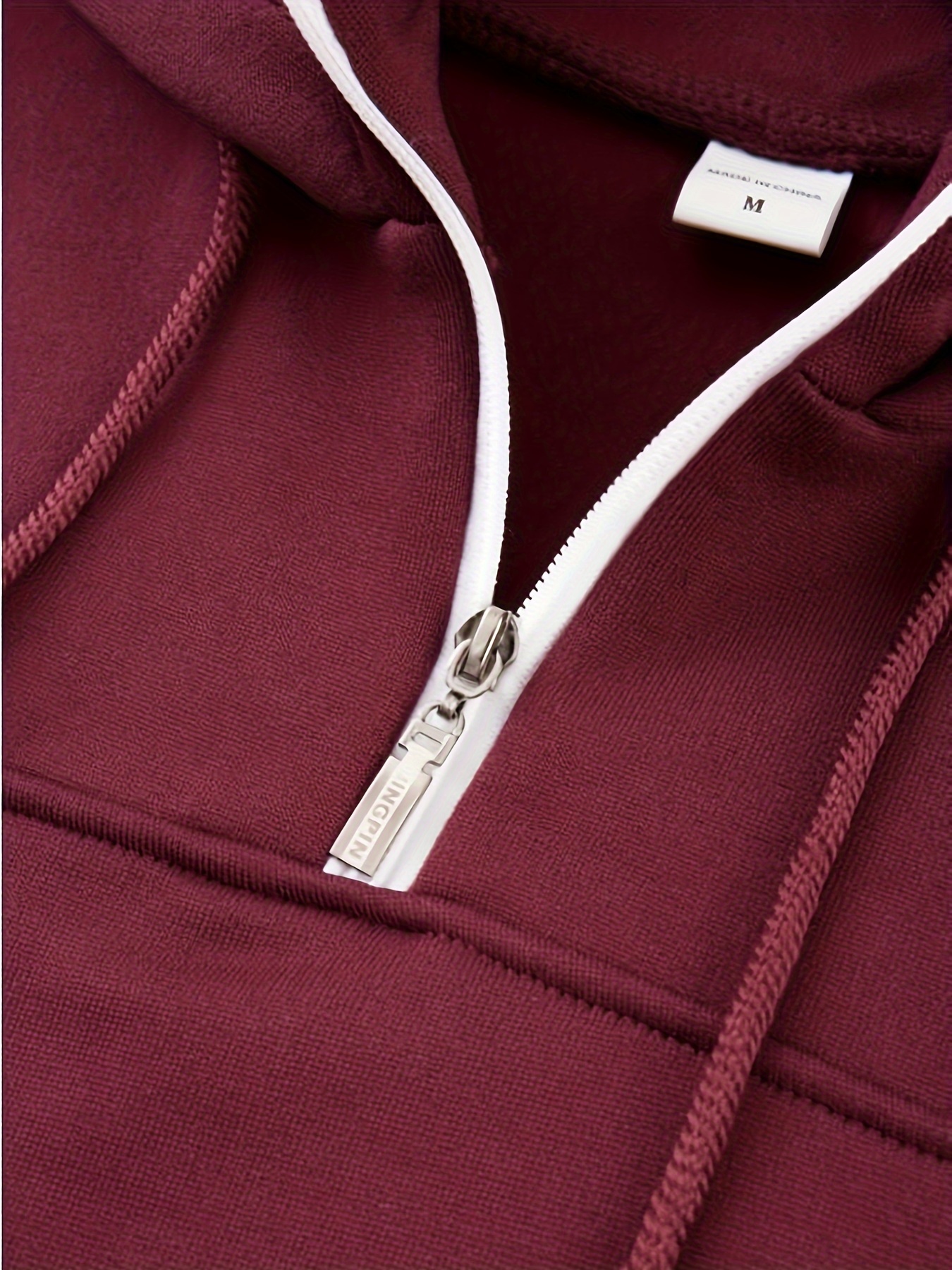 mens casual pullover hooded sweatshirt with 1 4 zipper details 30