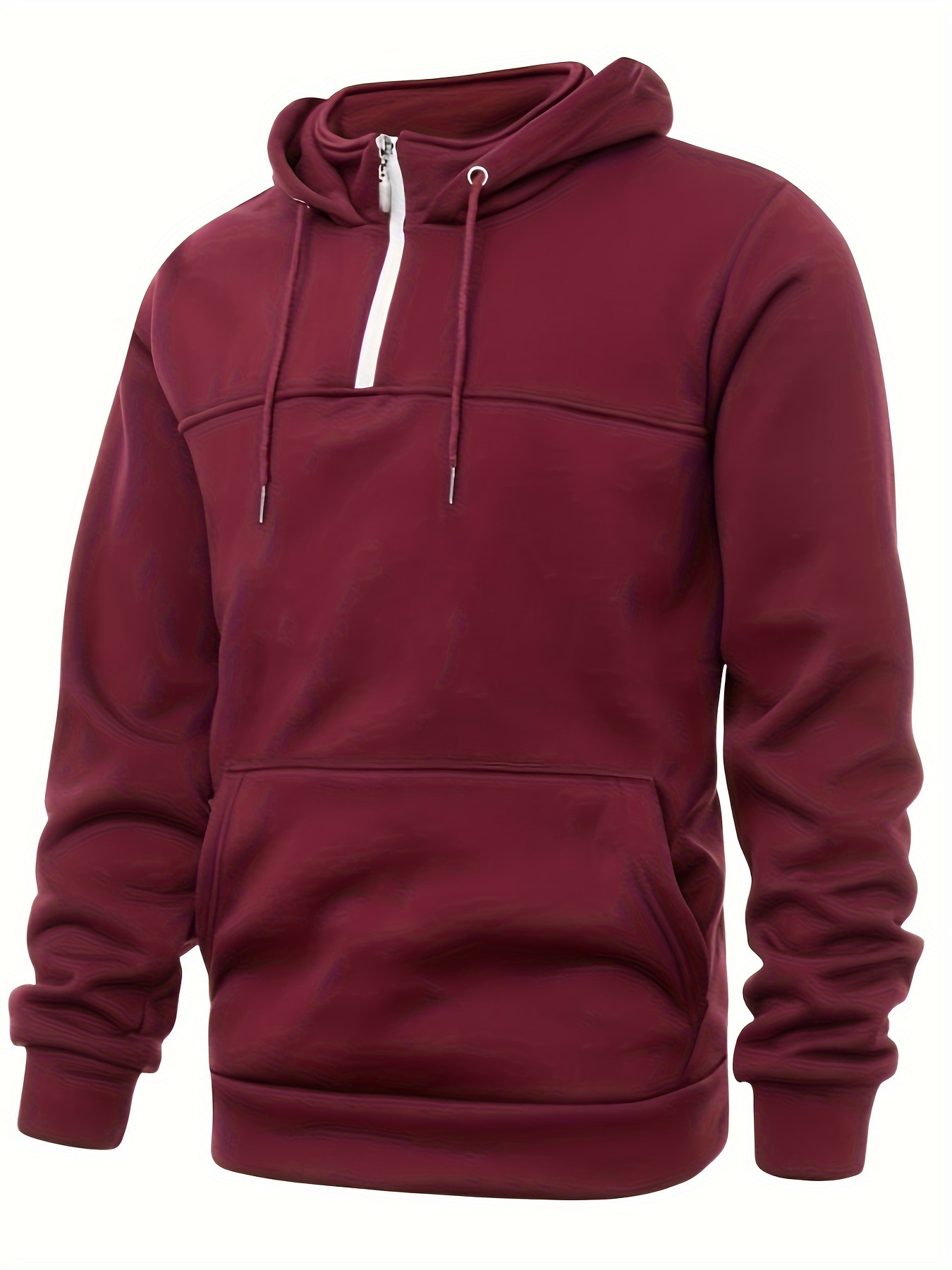 mens casual pullover hooded sweatshirt with 1 4 zipper details 34