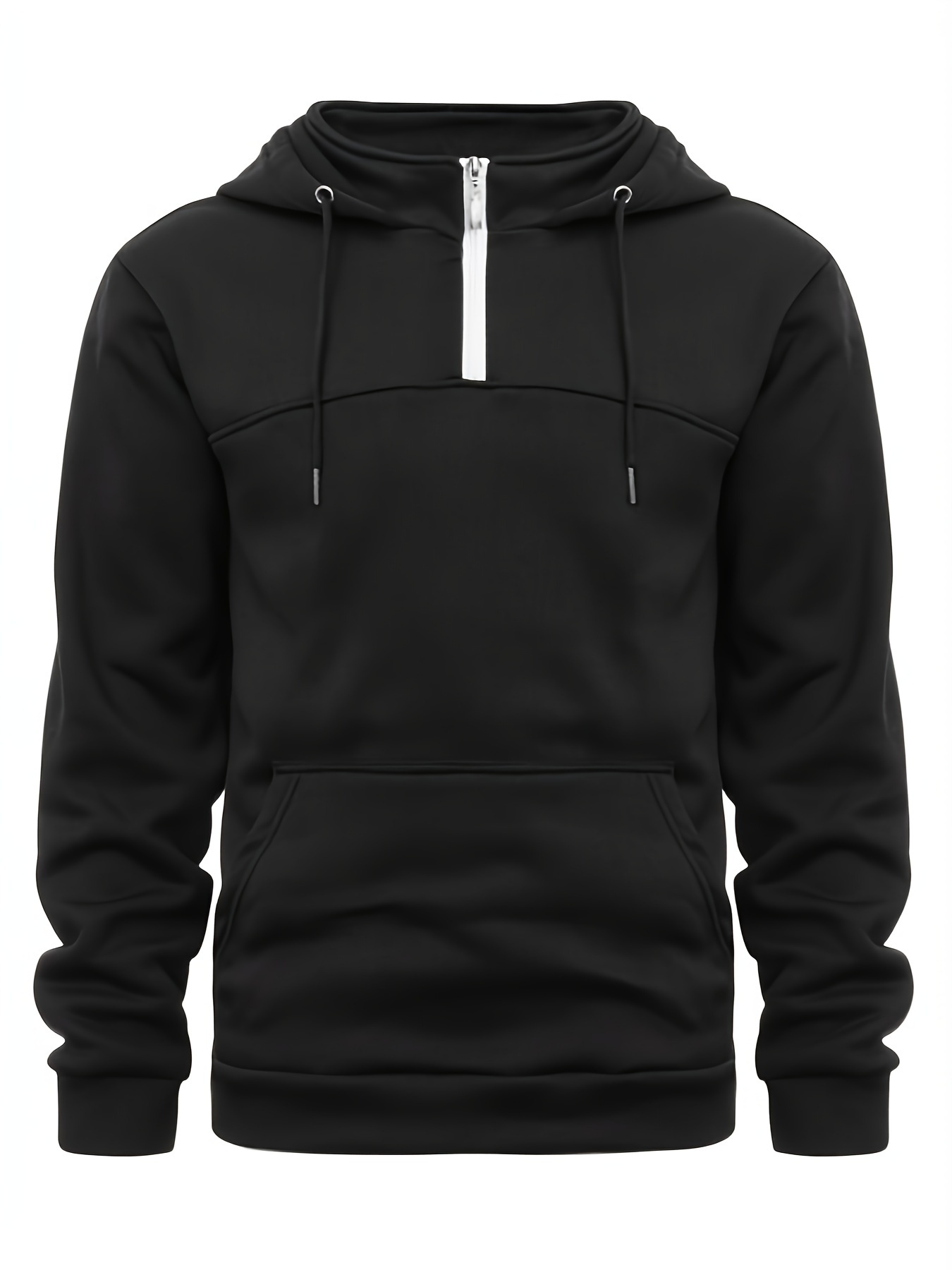 mens casual pullover hooded sweatshirt with 1 4 zipper details 39