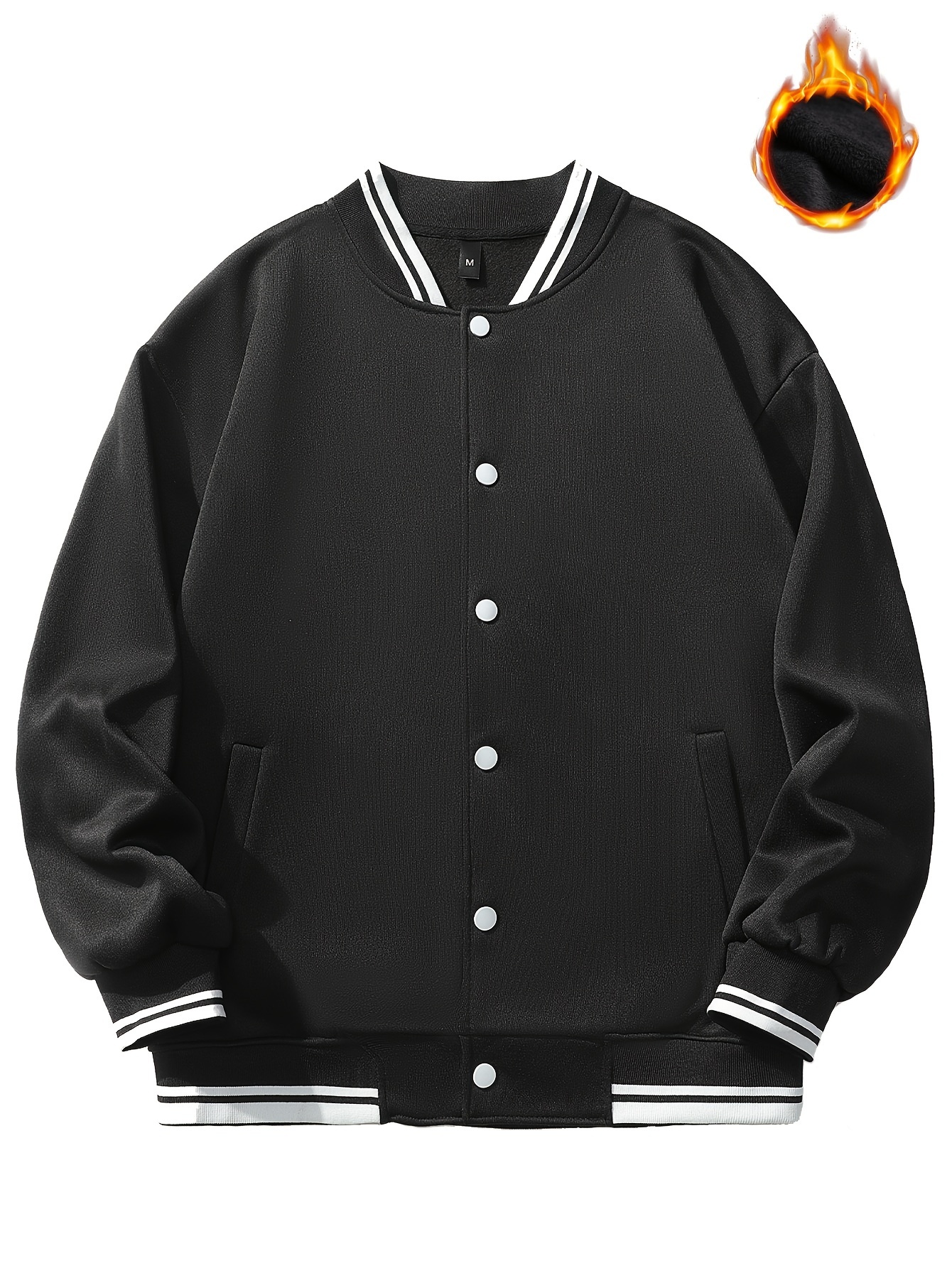 warm varsity jacket mens casual color block button up jacket for spring fall school baseball details 0