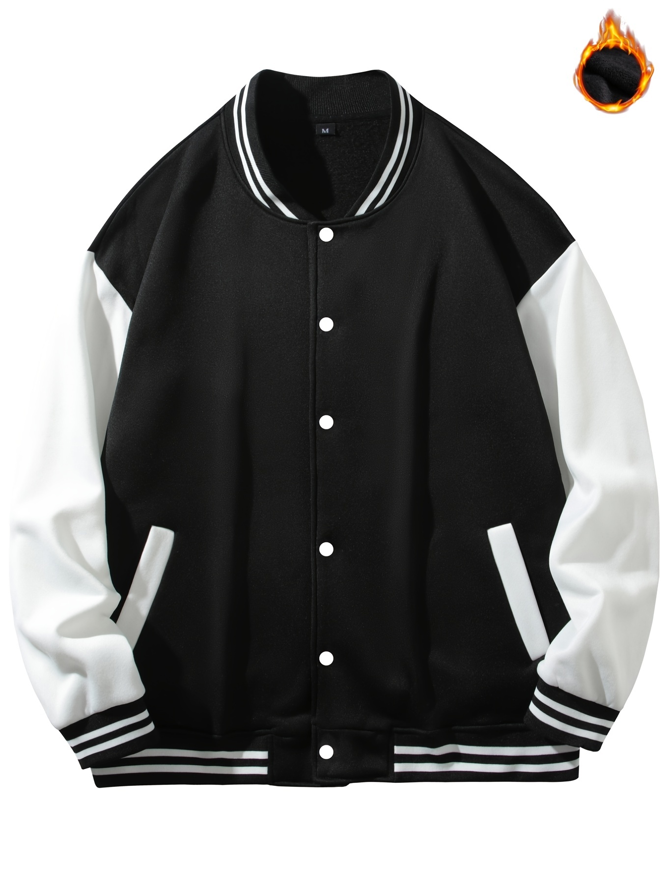 warm varsity jacket mens casual color block button up jacket for spring fall school baseball details 29