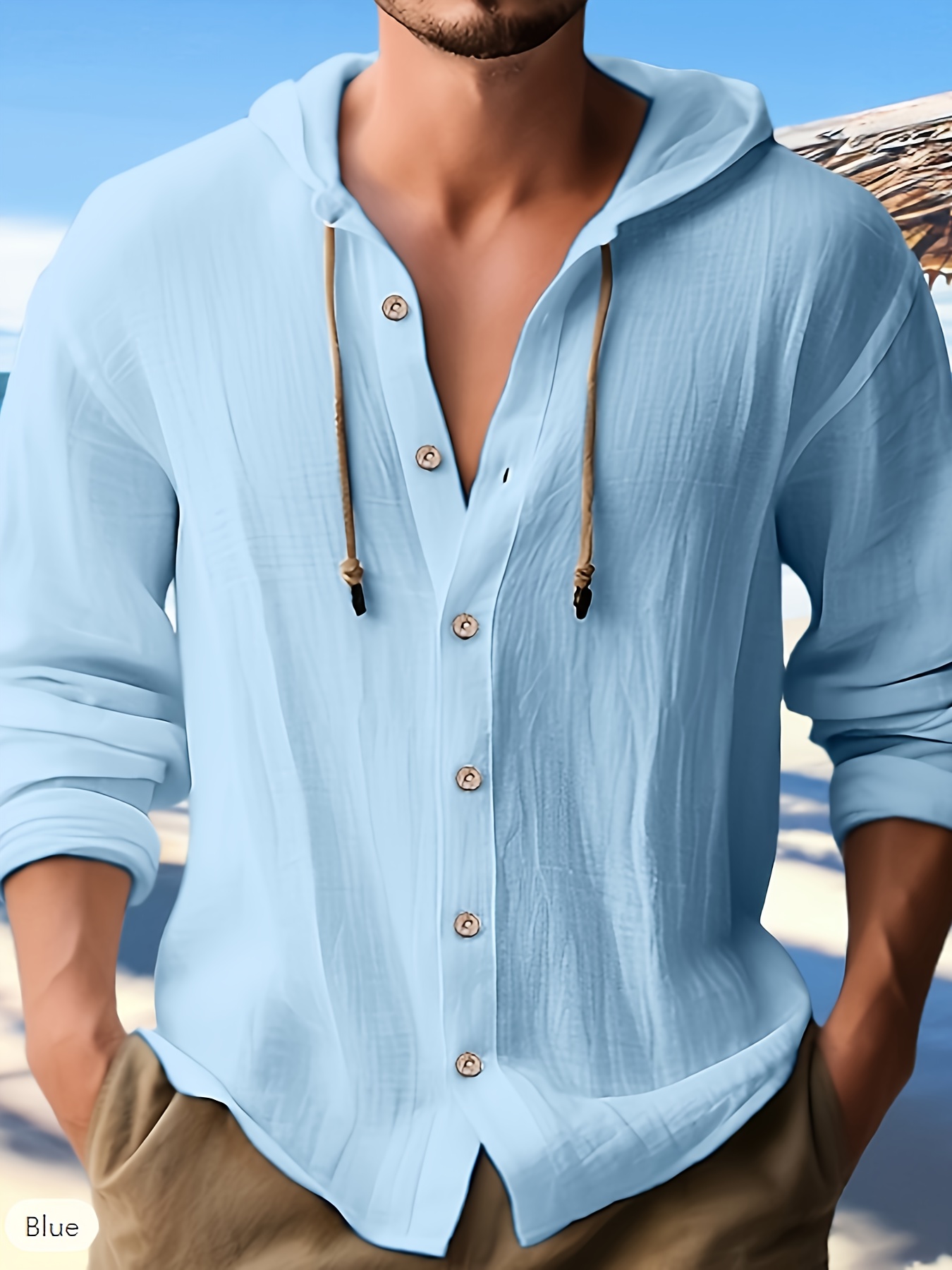 mens casual button up hooded shirt chic hoodie details 0