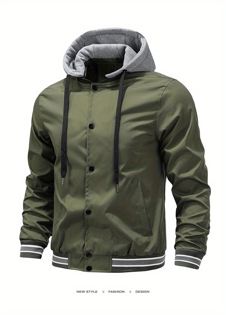 trendy windbreaker hooded jacket mens casual slant pocket jackets by activity for spring fall details 10