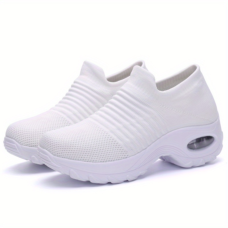 womens breathable knit sneakers comfortable low top slip on shoes womens air cushion shoes details 4