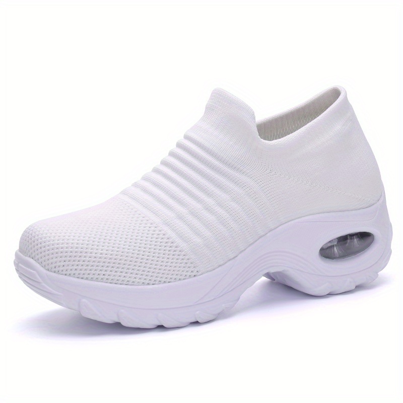 womens breathable knit sneakers comfortable low top slip on shoes womens air cushion shoes details 5