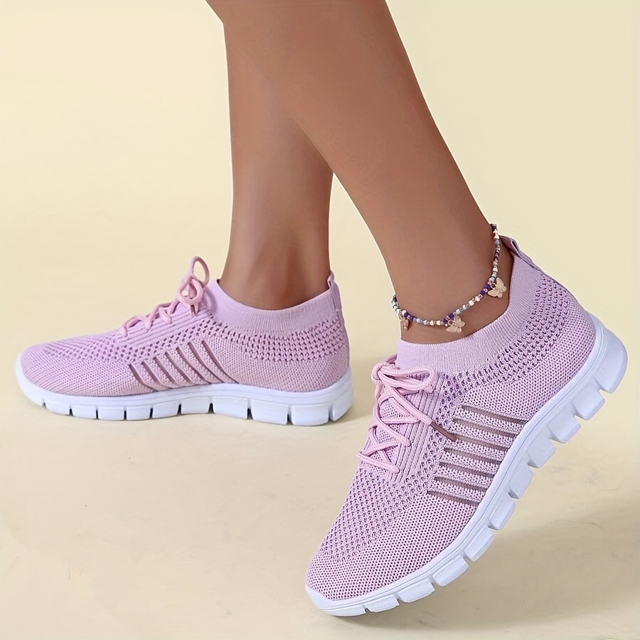 womens breathable mesh sneakers casual lace up outdoor shoes lightweight low top trainers details 6