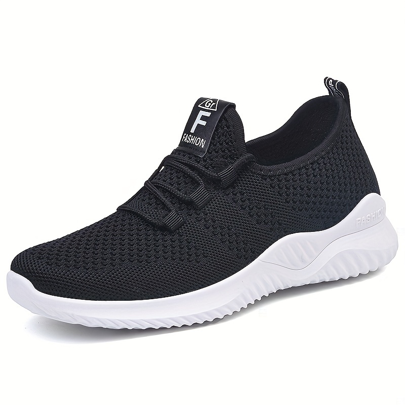 womens breathable knit sneakers casual lace up outdoor shoes lightweight low top running shoes details 5