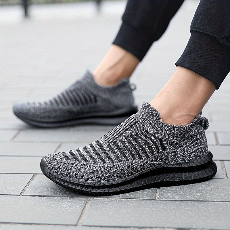 mens knitted breathable lightweight slip on casual shoes for traveling jogging for halloween details 2