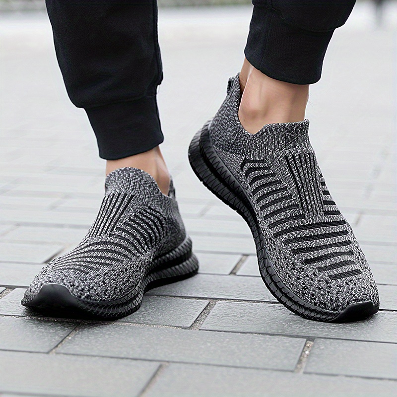 mens knitted breathable lightweight slip on casual shoes for traveling jogging for halloween details 4