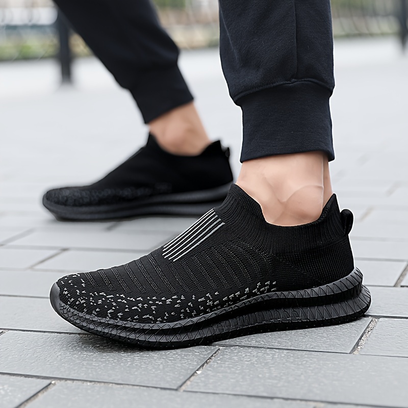 mens knitted breathable lightweight slip on casual shoes for traveling jogging for halloween details 15