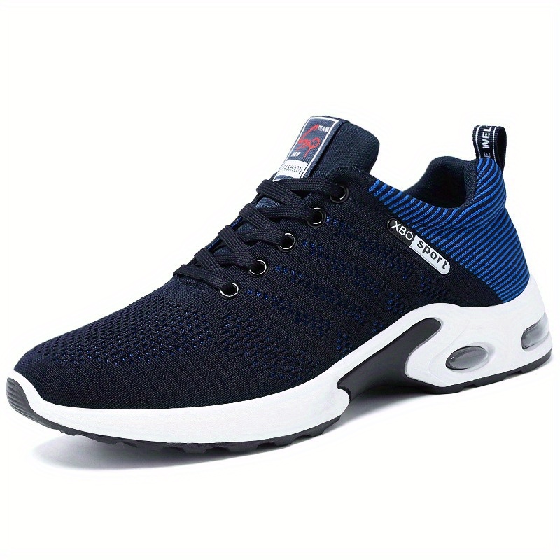 mens trendy woven knit breathable running shoes comfy non slip lace up soft sole sneakers for mens outdoor activities details 2