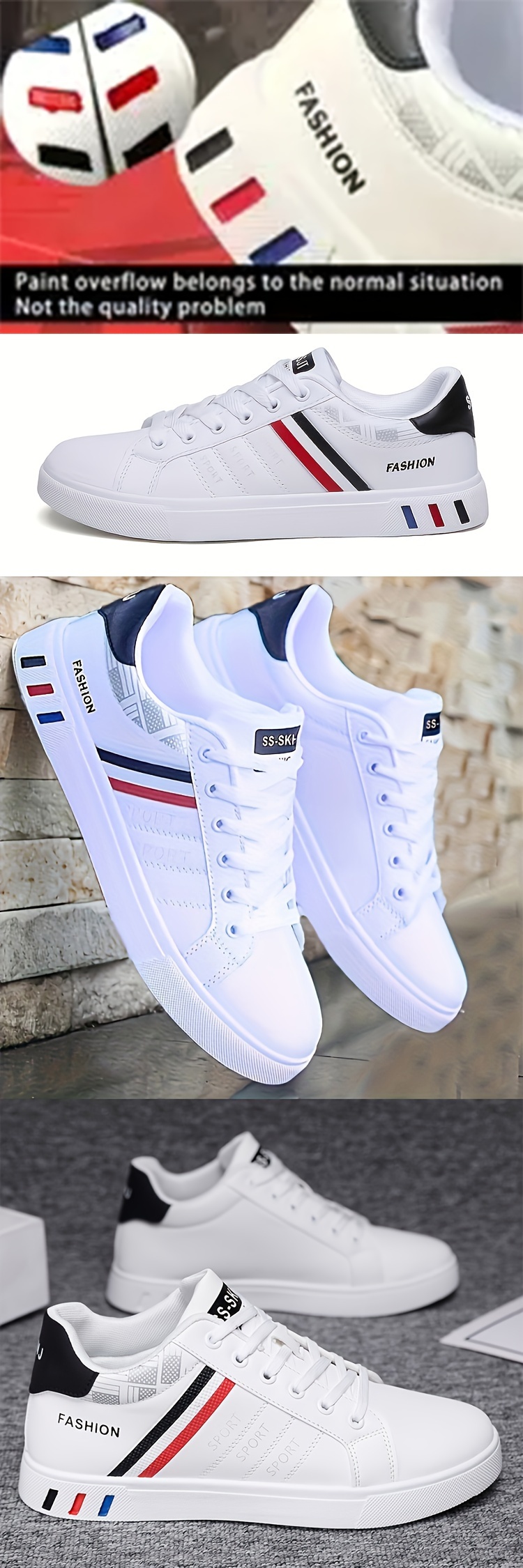 plus size mens trendy skates shoes with pu leather uppers wear resistant lace up shoes with nice stripes for outdoor casual mens street style footwear details 0