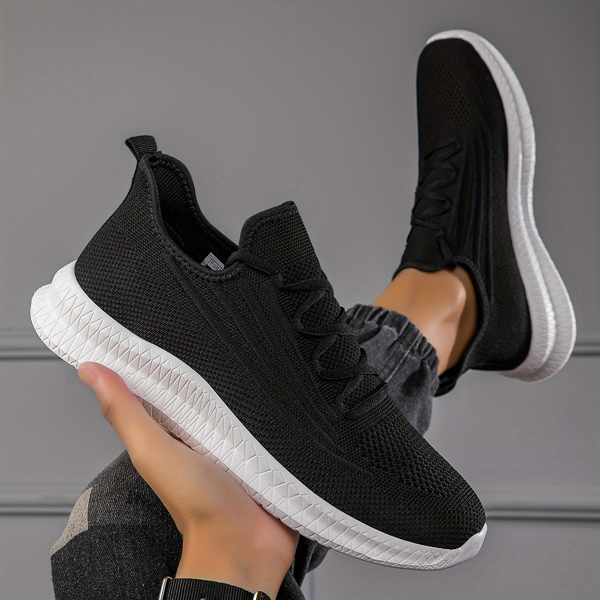 mens weave knit casual shoes breathable lightweight non slip soft sole sneaker spring and summer details 14